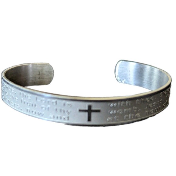 Unbranded Jewelry - The Lord's Prayer Cross Bracelet Bangle Cuff Stainless Steel Stretchable